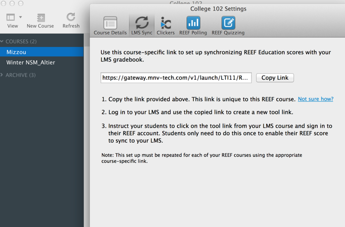 LMS Sync in REEF LMS Sync in REEF