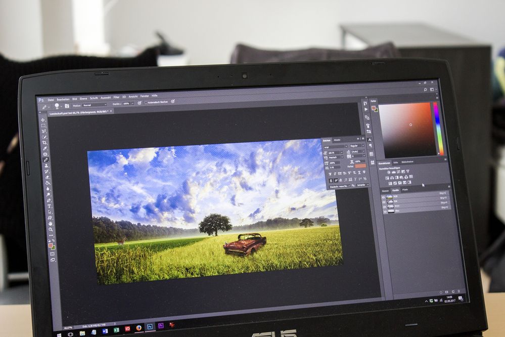 Computer screen with photo editing software and a photo being edited