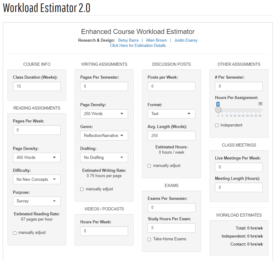 Course Workload Estimator A beginning of the cour... Macmillan