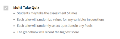 Details on Multi-Take Quizzes