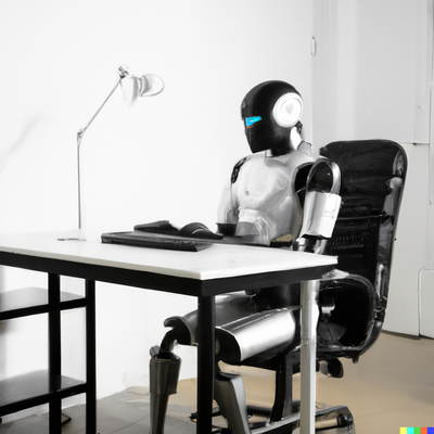 DALL·E 2022-09-29 11.47.59 - A humanoid robot sitting at a desk in a white room typing on a computer .png
