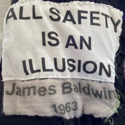 Detail from James Baldwin Protest Quilt by Susan Bernstein