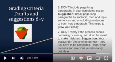 In a grading criteria video I made for remote learning, a masked dinoraur shares suggestions on the writing process.jpg