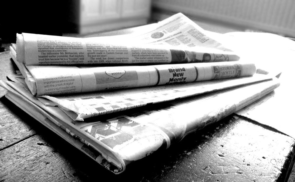Newspapers, black and white